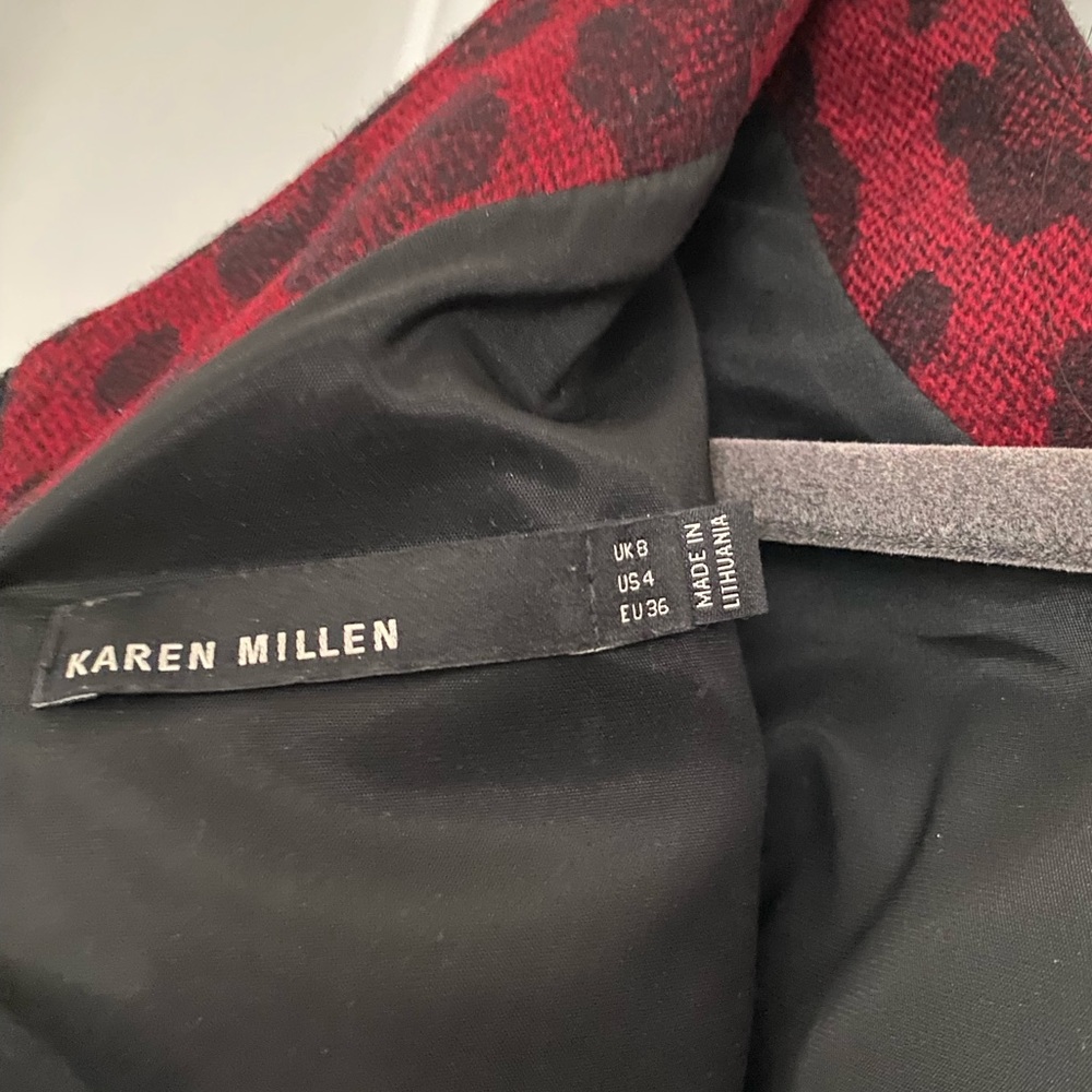 Karen Millen Leopard Animal Print Wool Red Dress Size UK 8 US 4 EU 36 - Picture 4 of 5